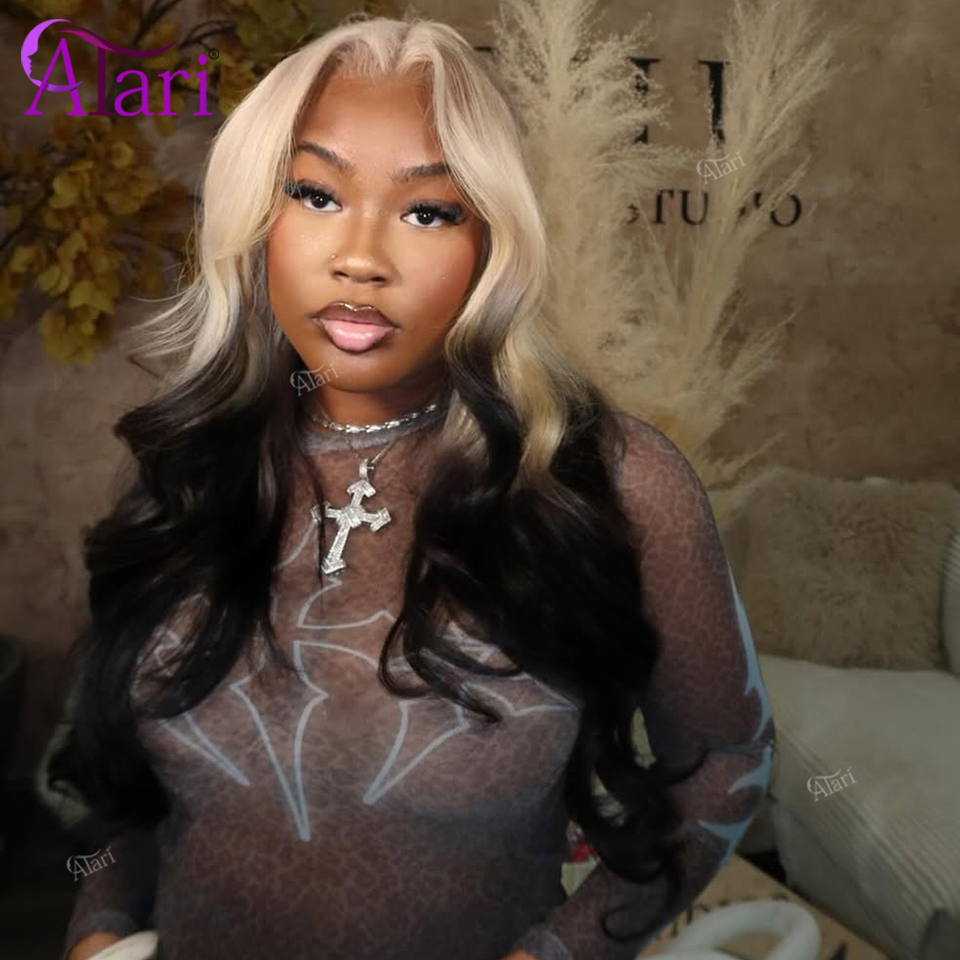 613 Blonde Body Wave Lace Front Wig - Парик из натуральных волос омбре блонд-черный,