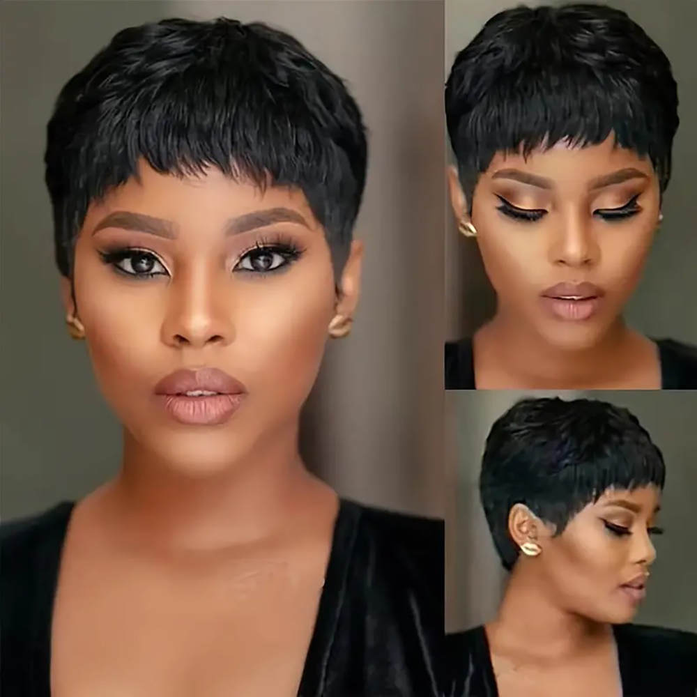 Short Pixie Cut Wig Human Hair Cheap - Короткие прямые парики из натуральных волос,