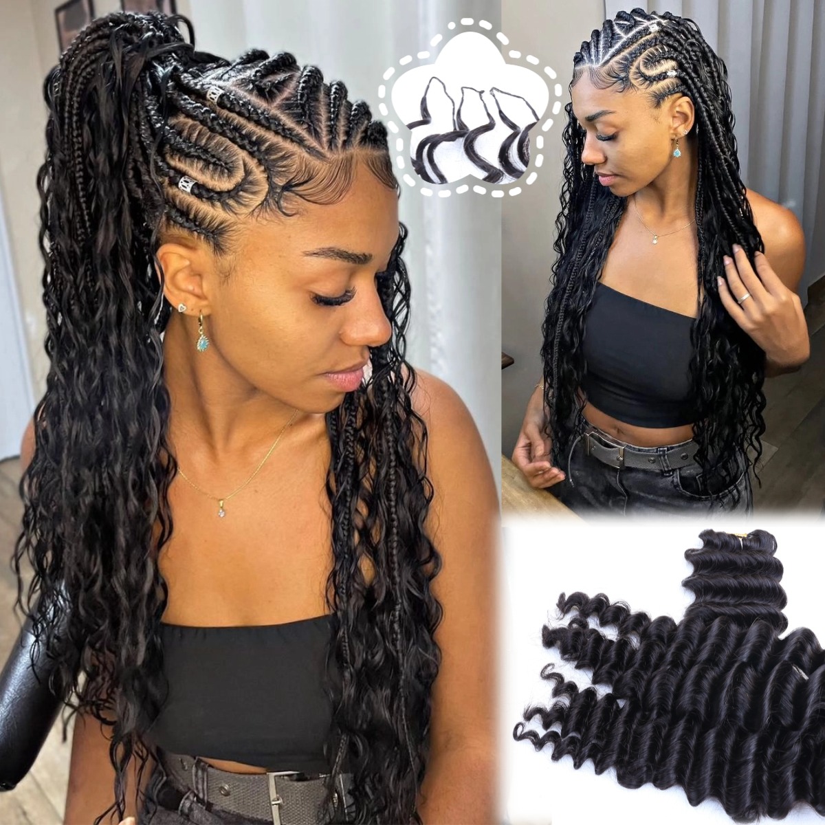 Hair Bundles - Натуральные черные волнистые волосы с эффектом