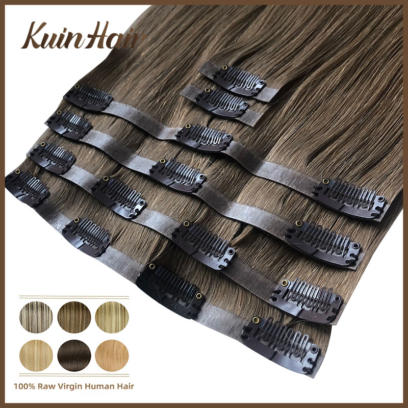 Seamless Clip In Hair Extensions Human Hair - Прямые невидимые заколки из искусственной кожи