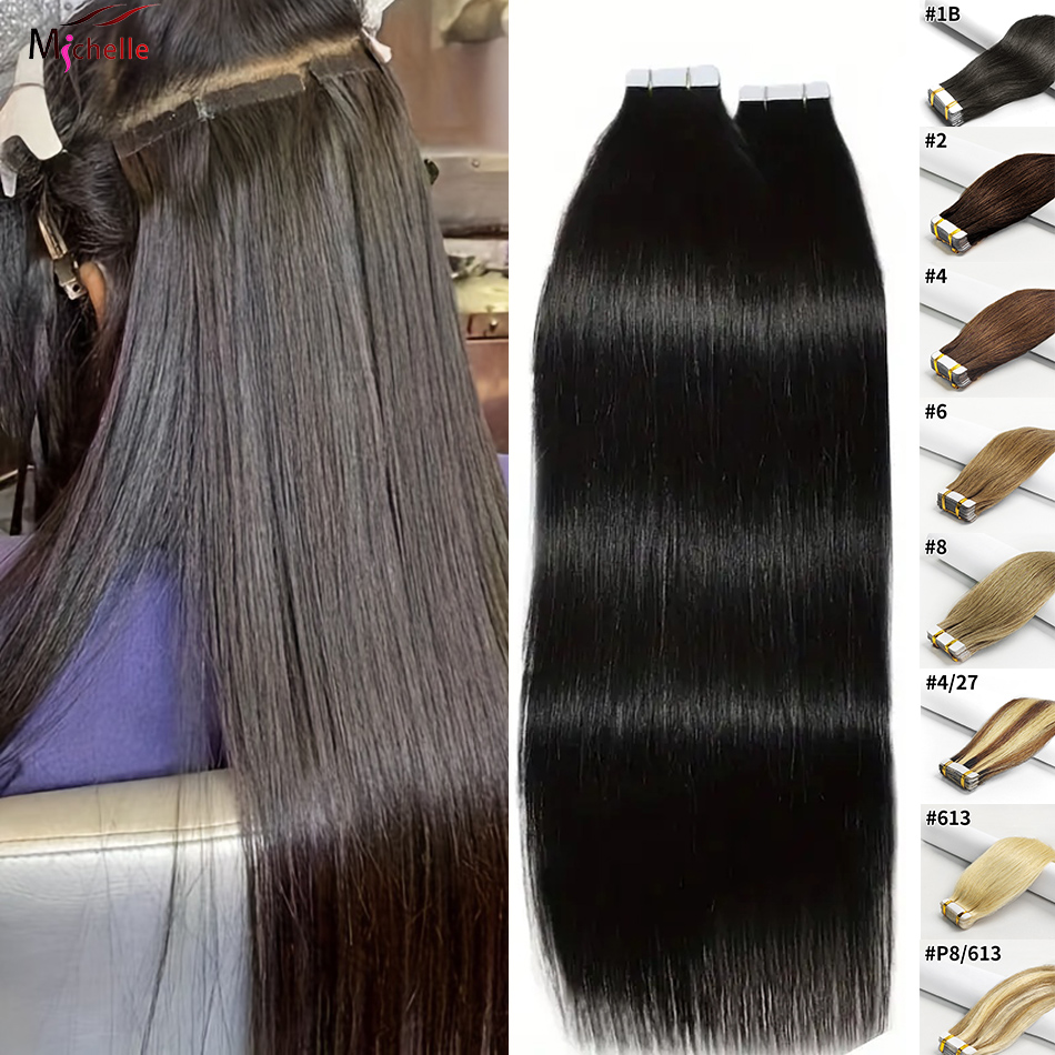 Invisible Tape In Extensions Real Hair - Лента для наращивания волос, прямые человеческие