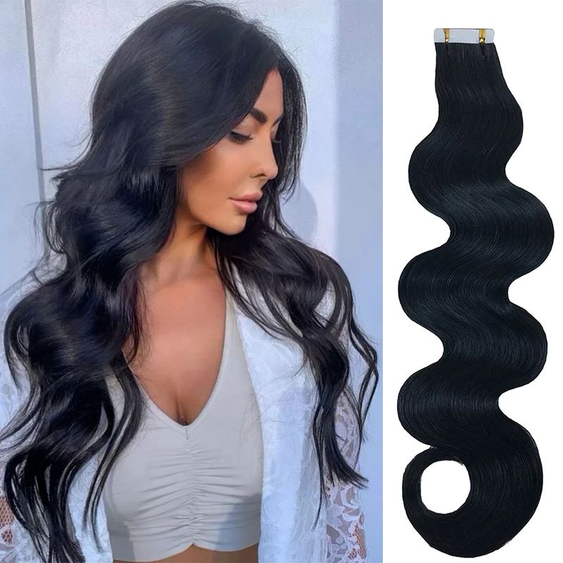 Invisible Tape In Extensions Real Hair - Длинная волнистая лента для наращивания человеческих