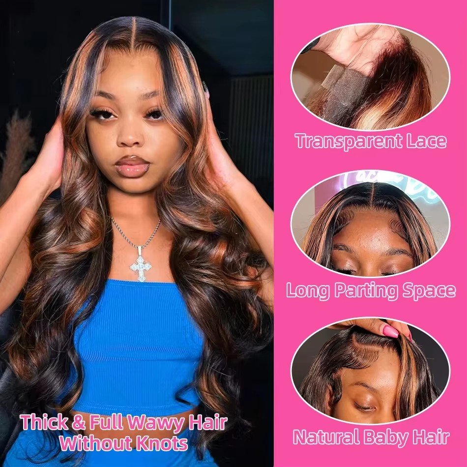 Lace Front Wigs - Парик с хайлайтами омбре, 13x4, с