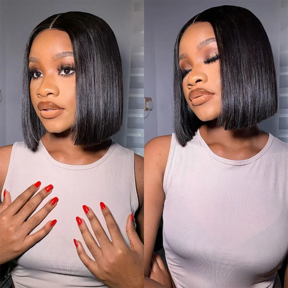 Glueless Wear And Go Human Hair Wig - Прямые короткие парики Боб Человеческие волосы
