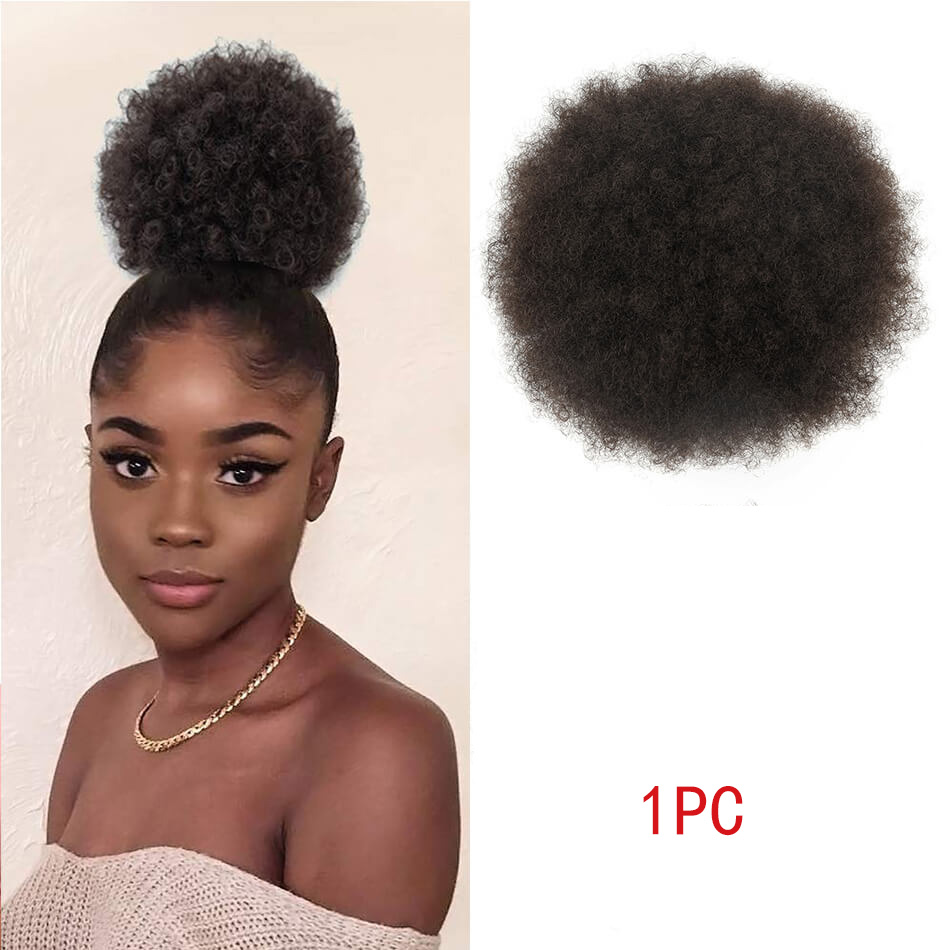 Drawstring Afro Curly Puff Ponytail - Афро-пушистый хвост на шнурке, короткие синтетические
