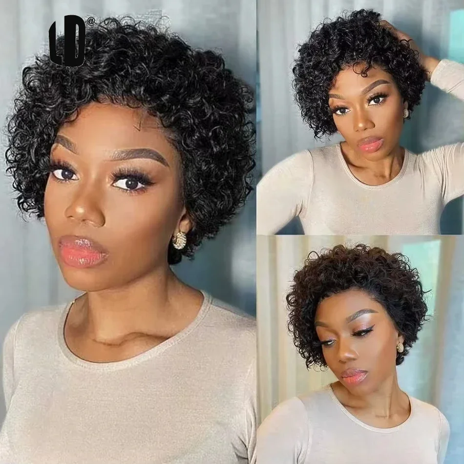Short Pixie Cut Wig Human Hair Cheap - Парик в стиле пикси, цвет 99J,
