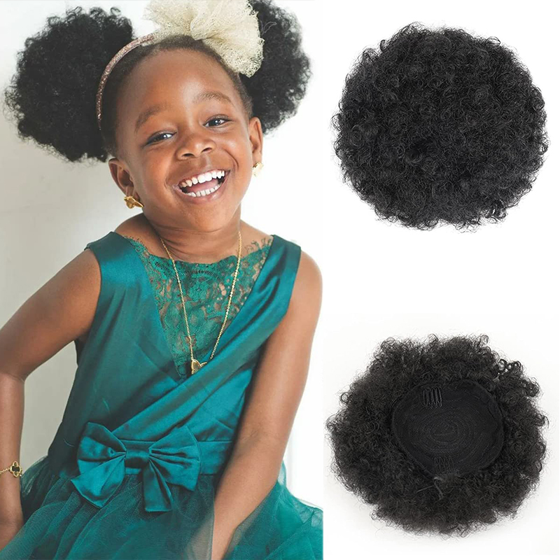 Drawstring Afro Curly Puff Ponytail - 6-дюймовые афро пышные хвостики на шнурке,