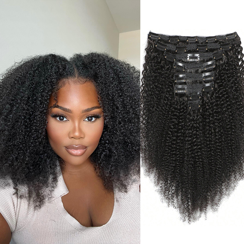 Seamless Clip In Hair Extensions Human Hair - Афро-заколка для наращивания человеческих волос, 100%