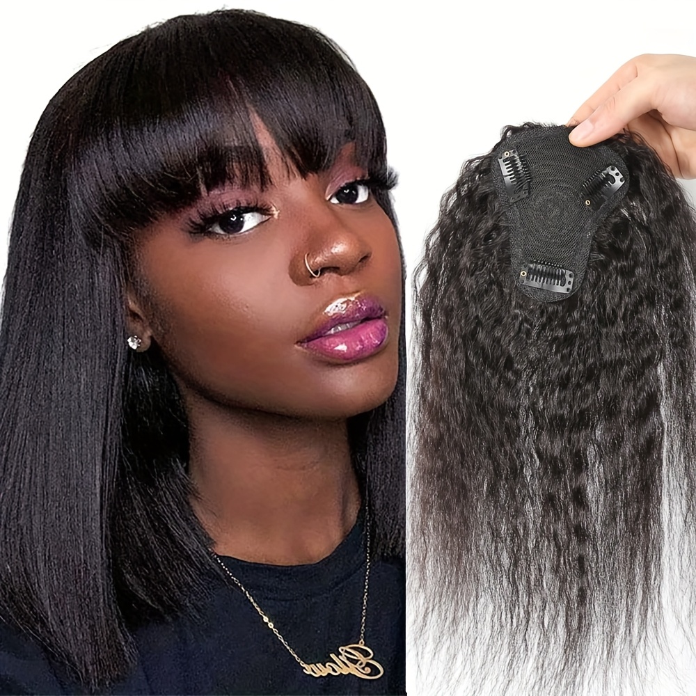 Hair Clips - Кудрявые прямые волосы-топпер с челкой, невидимые