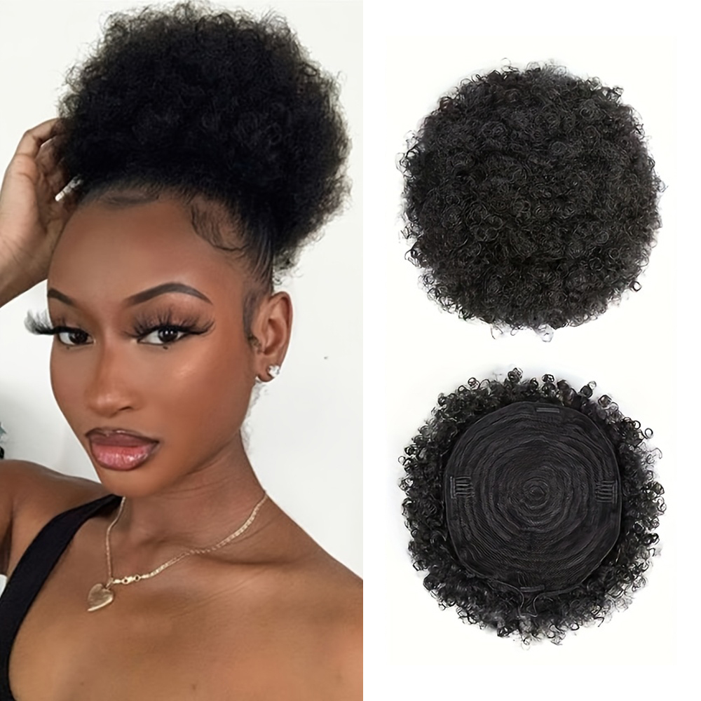 Drawstring Afro Curly Puff Ponytail - Афро-кудрявые пышные 100% человеческие волосы, пучки,