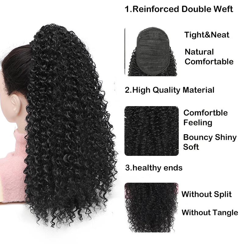 Длинный вьющийся хвост на шнур – обзор и цена Drawstring Afro Curly Puff Ponytail