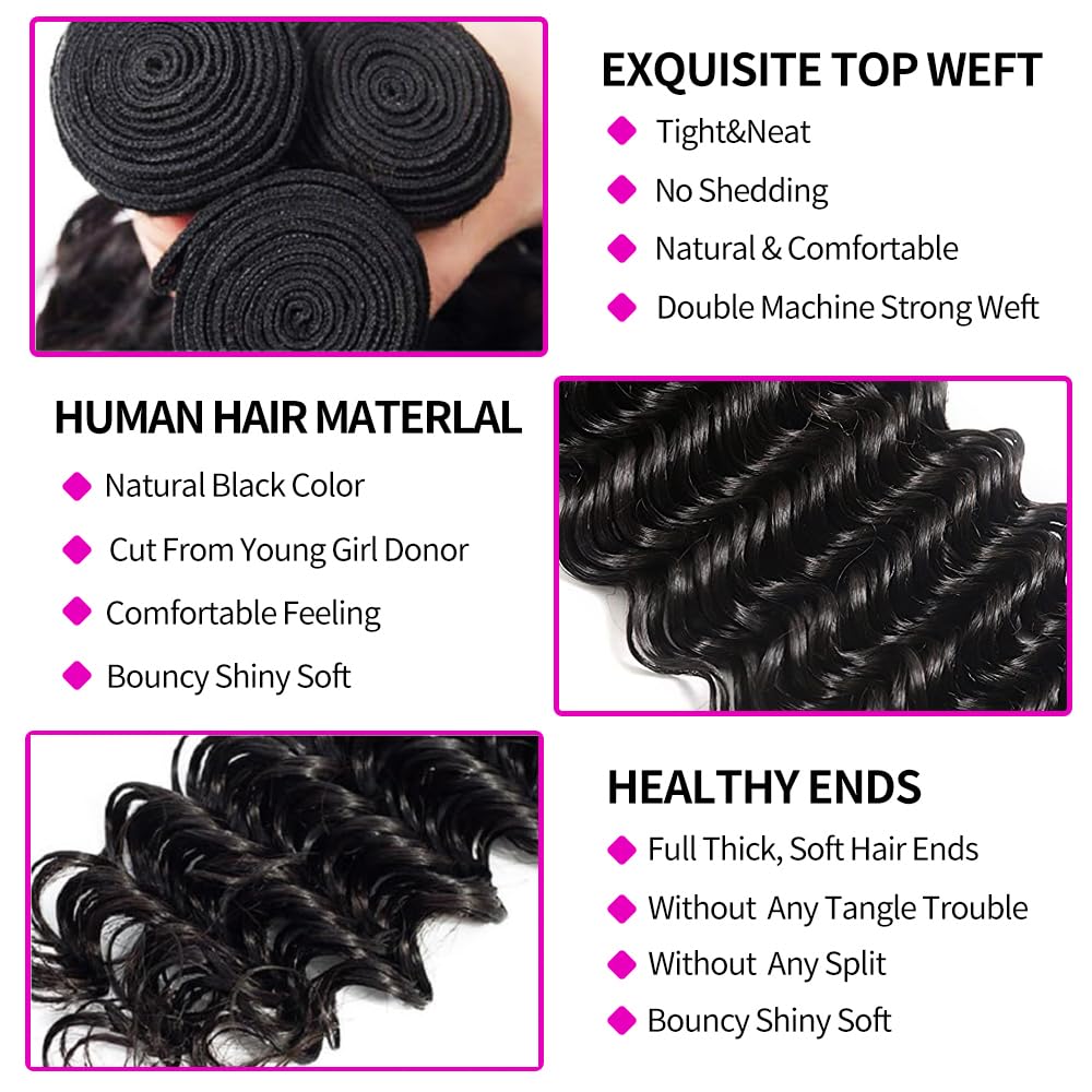 Наборы волос Deep Wave из 100% – обзор и цена Deep Wave 3 Bundles With Closure