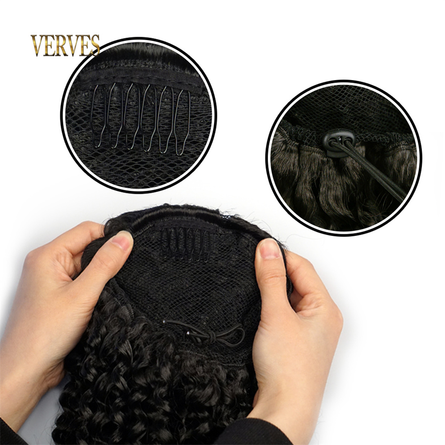 VERVES синтетические накладные – обзор и цена Drawstring Afro Curly Puff Ponytail