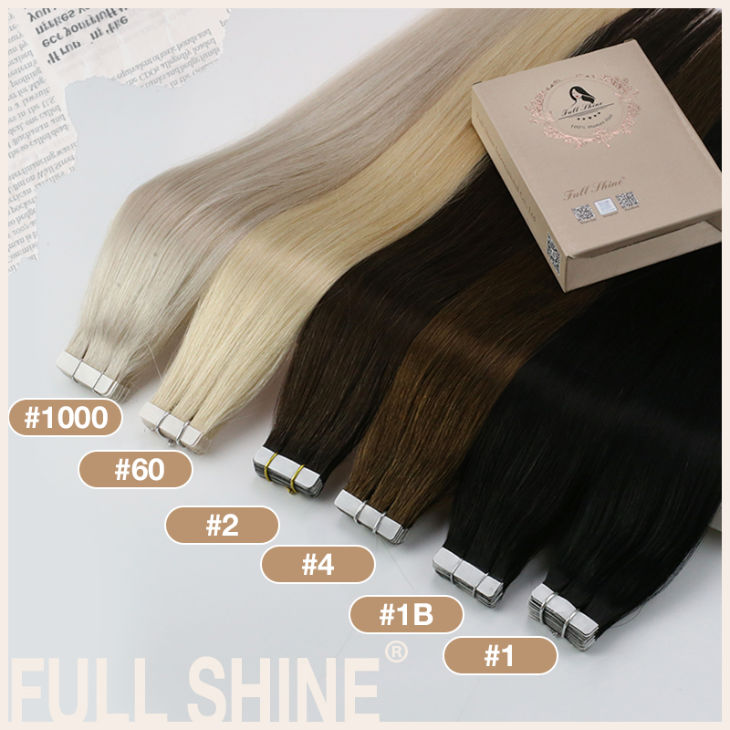 Полностью блестящие накладные  – обзор и цена Invisible Tape In Extensions Real Hair