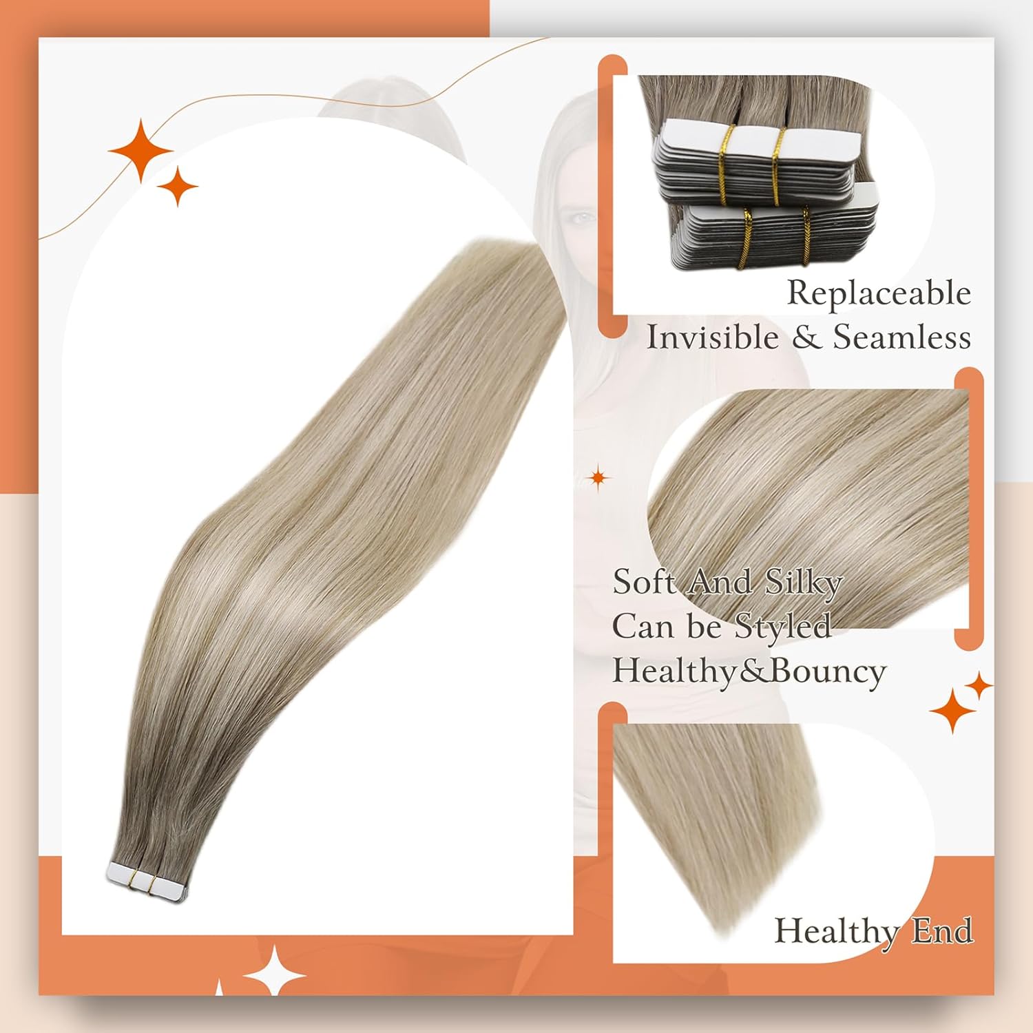 Полный блеск Лента для наращив – обзор и цена Invisible Tape In Extensions Real Hair