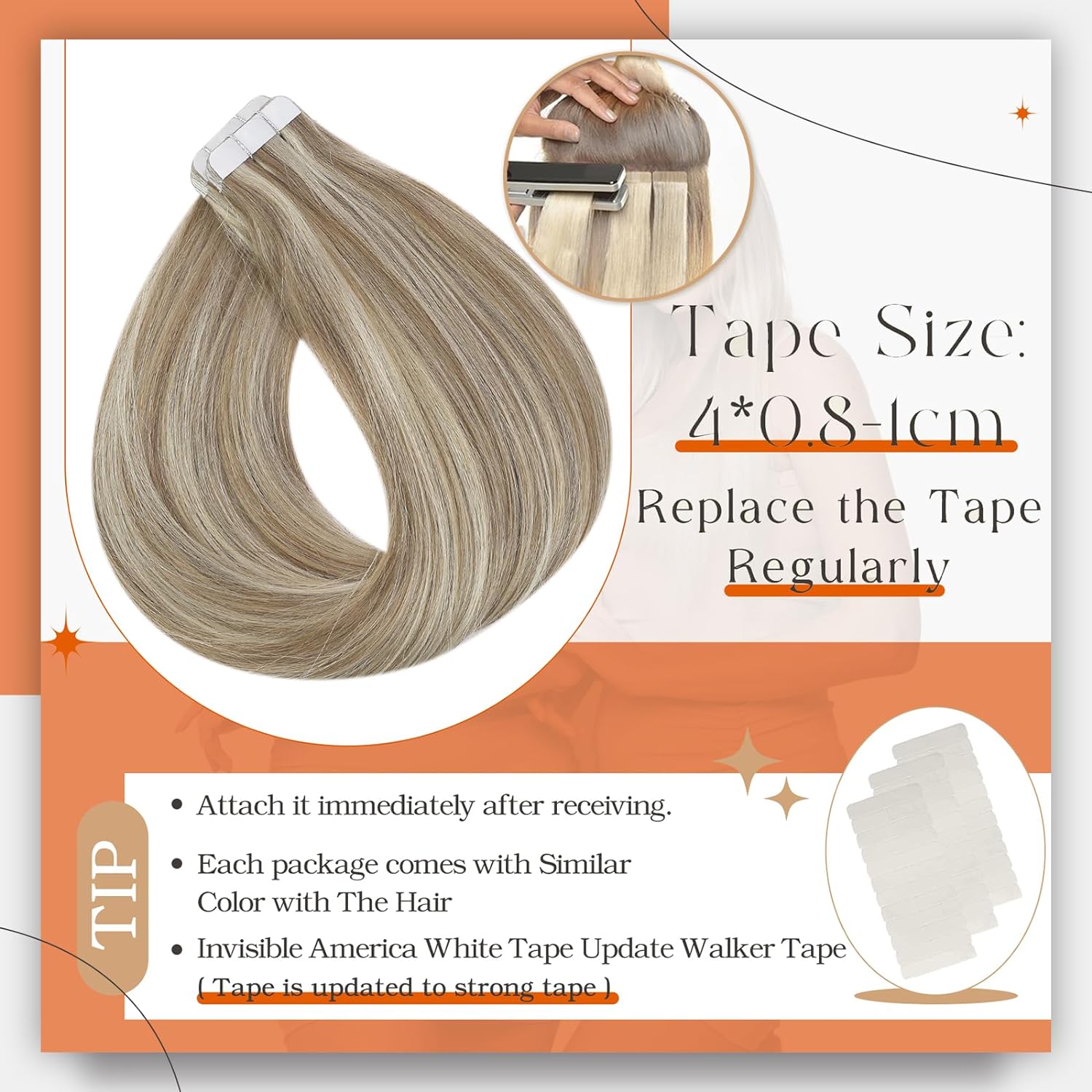 Полный блеск Лента для наращив – обзор и цена Invisible Tape In Extensions Real Hair