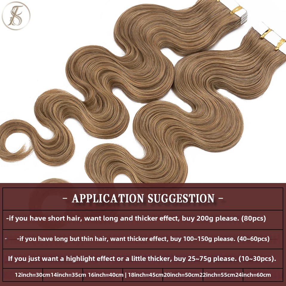 TESS 20 шт. волнистая лента дл – обзор и цена Invisible Tape In Extensions Real Hair