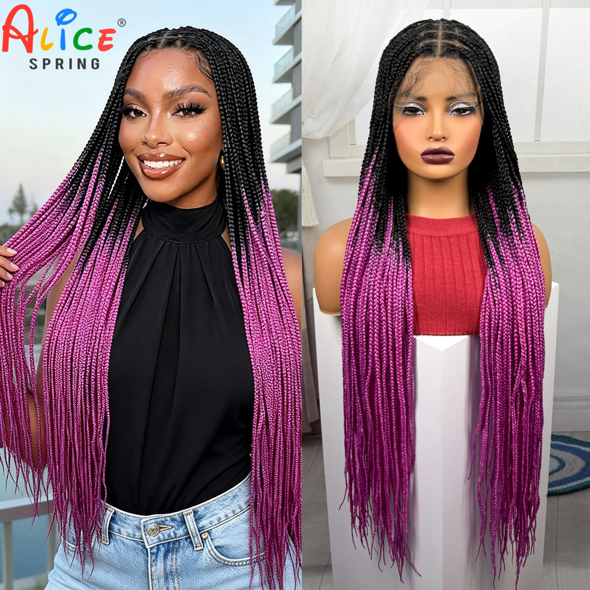 Синтетические парики с розовым – обзор и цена Synthetic Braided Wigs For Black Women
