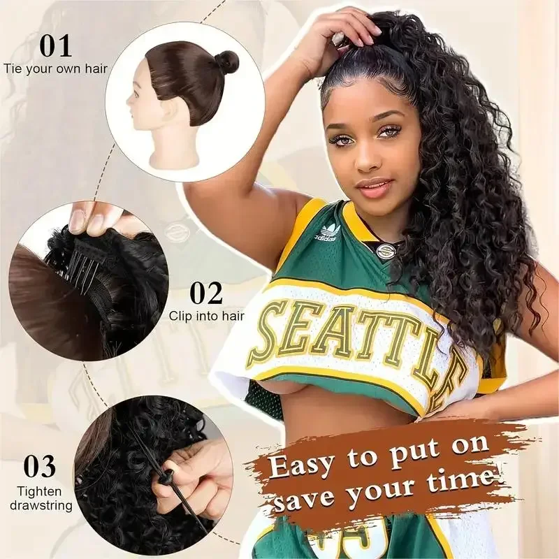 Длинный курчавый вьющийся хвос – обзор и цена Drawstring Afro Curly Puff Ponytail