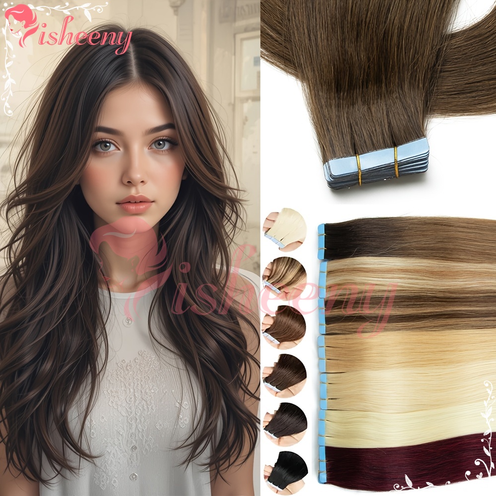Прямые накладные пряди Isheeny – обзор и цена Invisible Tape In Extensions Real Hair