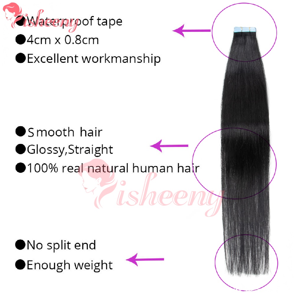 Прямые накладные пряди Isheeny – обзор и цена Invisible Tape In Extensions Real Hair