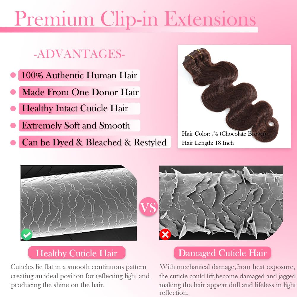 # 4 шоколадно-коричневых закол – обзор и цена Seamless Clip In Hair Extensions Human Hair