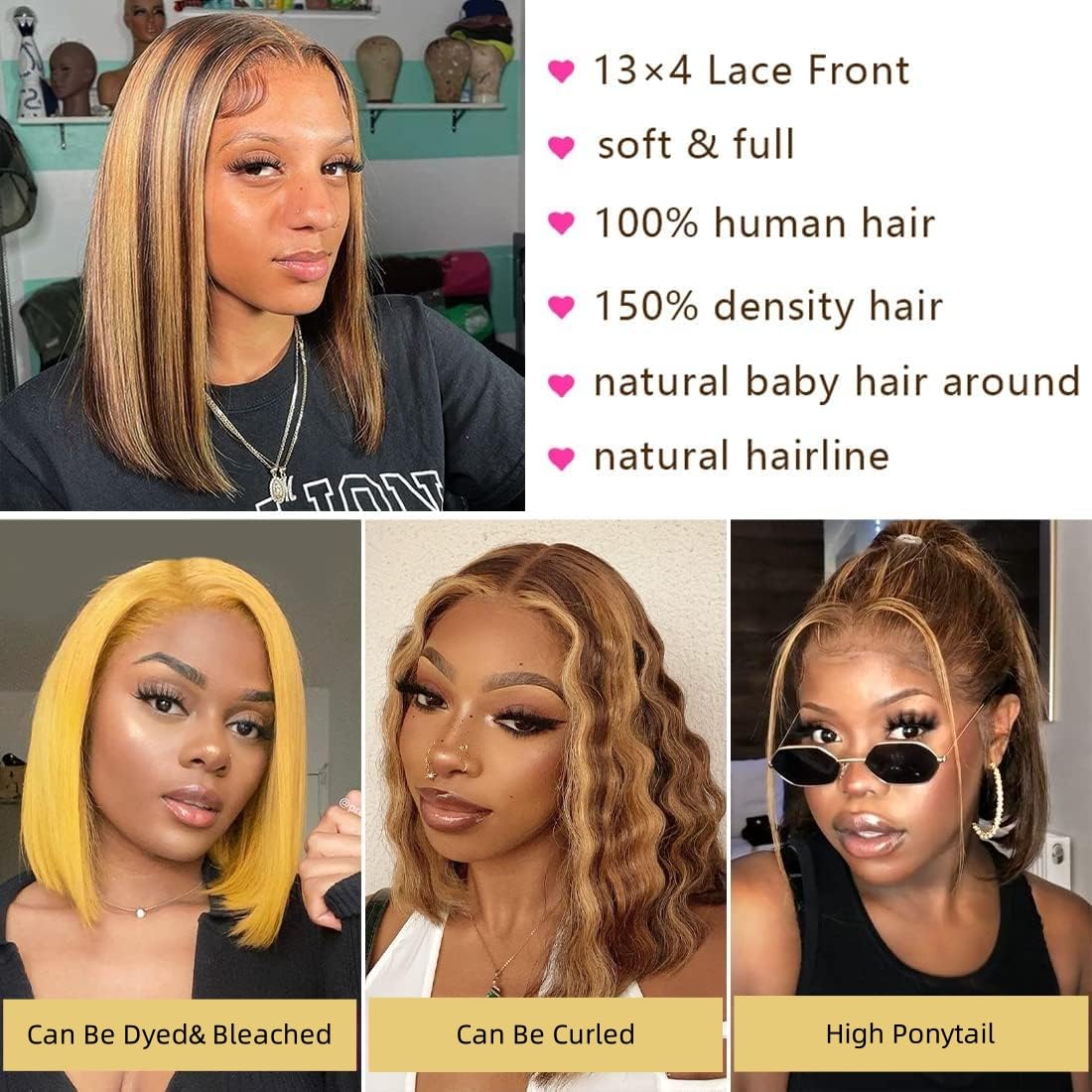 Парик-боб из натуральных волос – обзор и цена Pre Parted 13X4 Lace Front Bob Wig