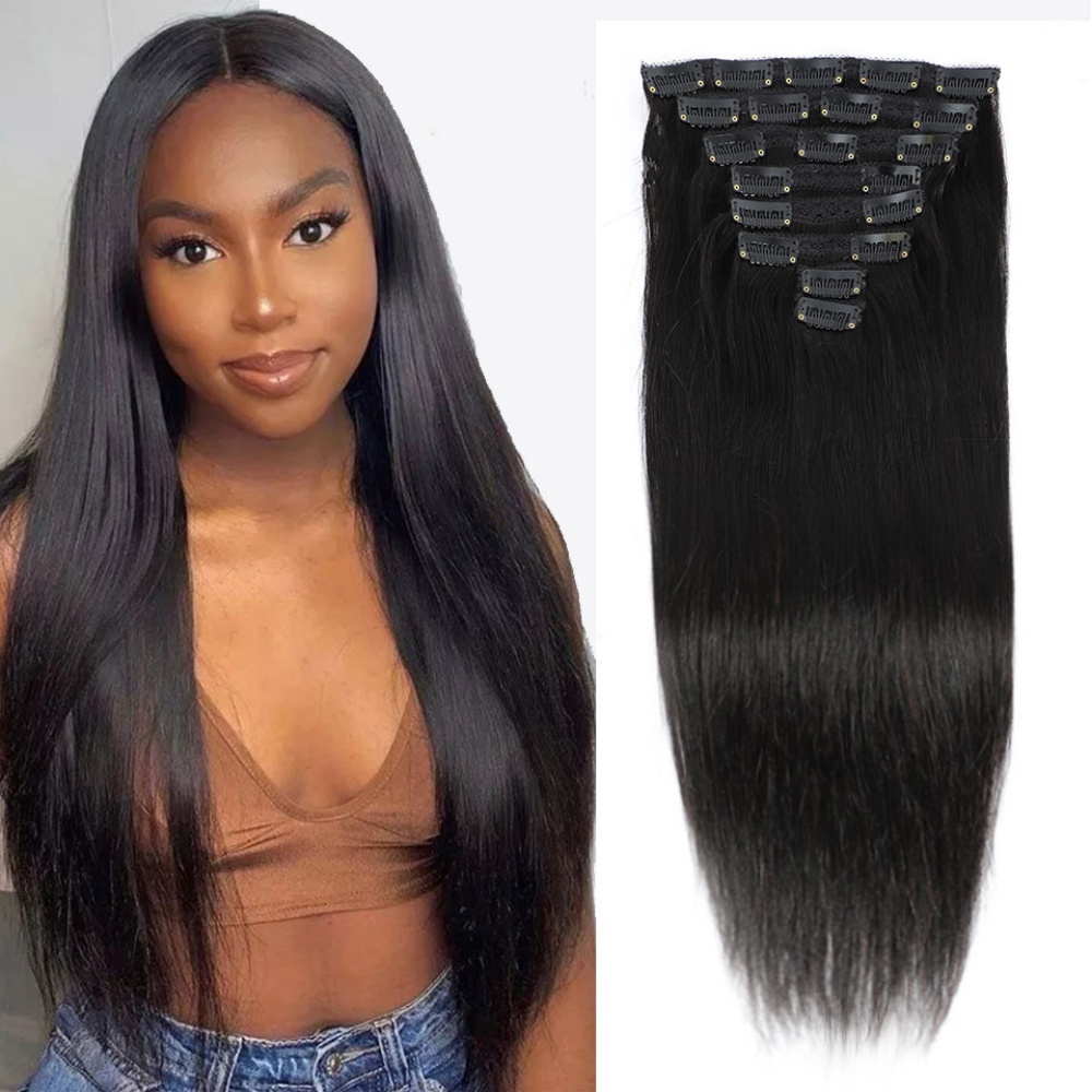 Натуральные прямые заколки для – обзор и цена Seamless Clip In Hair Extensions Human Hair