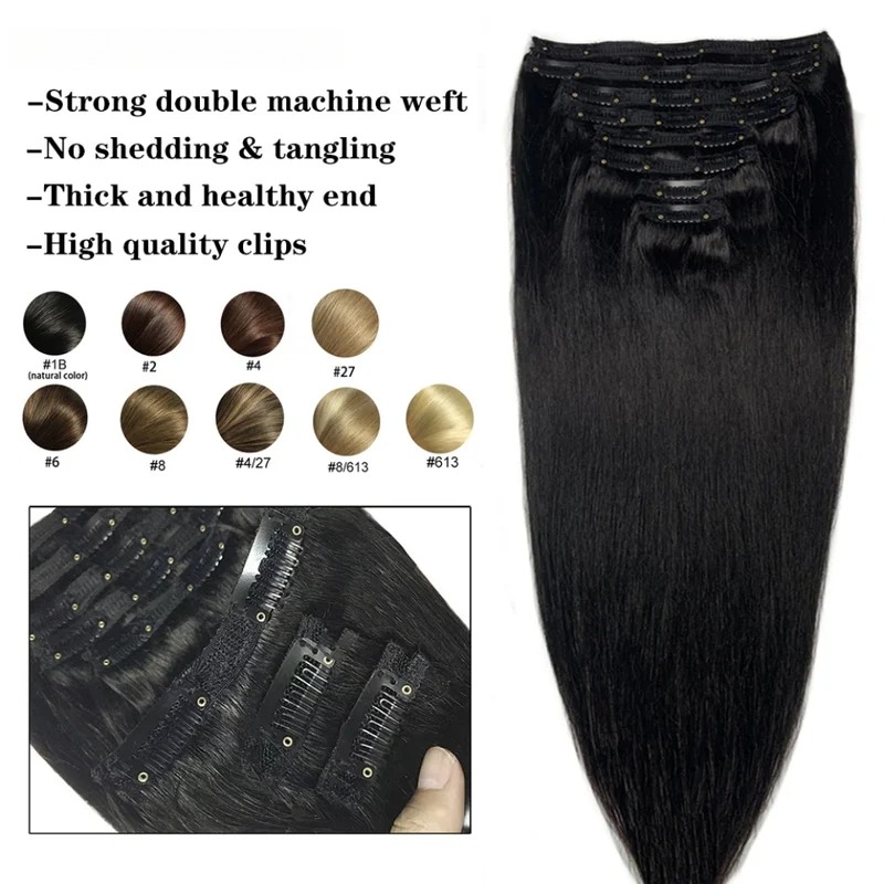 Натуральные прямые заколки для – обзор и цена Seamless Clip In Hair Extensions Human Hair