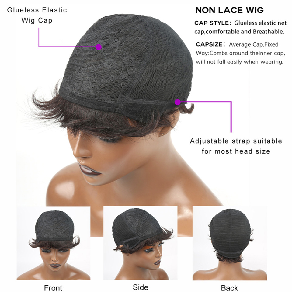 Женский парик с челкой, без кл – обзор и цена Short Pixie Cut Wig Human Hair Cheap