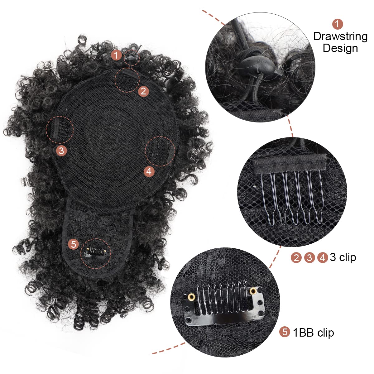 Афро-пуховка Синтетический хво – обзор и цена Drawstring Afro Curly Puff Ponytail