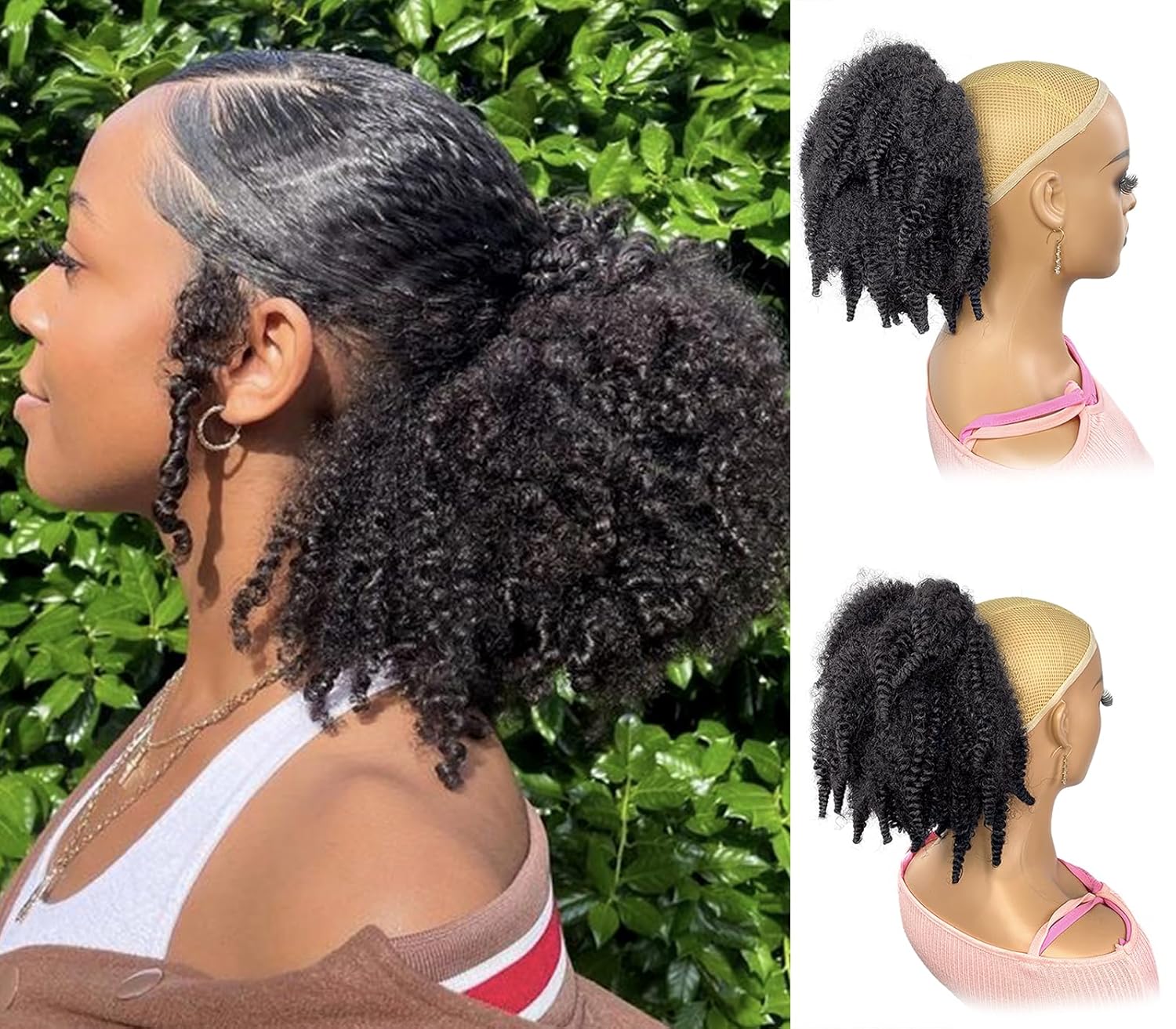 12-дюймовый короткий хвост-шин – обзор и цена Drawstring Afro Curly Puff Ponytail