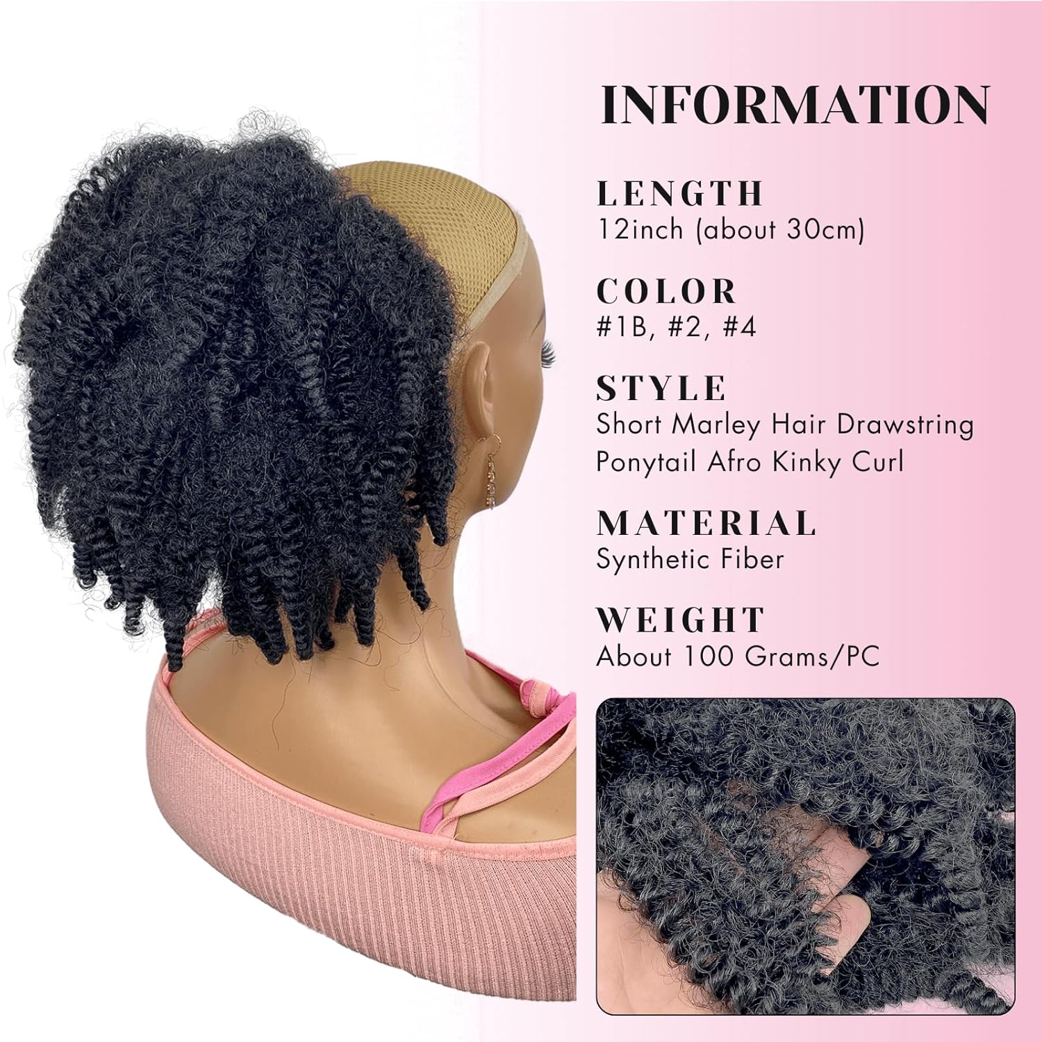 12-дюймовый короткий хвост-шин – обзор и цена Drawstring Afro Curly Puff Ponytail