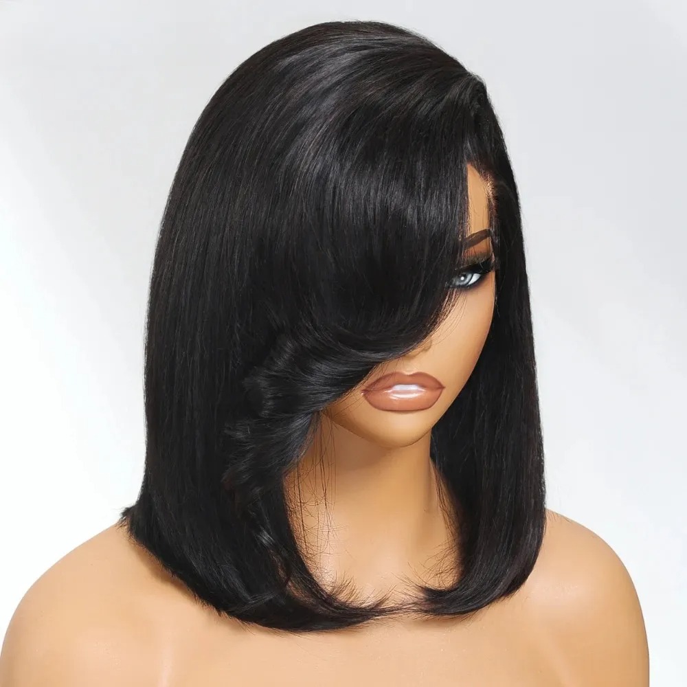 Черный короткий парик-каре с п – обзор и цена Pre Parted 13X4 Lace Front Bob Wig