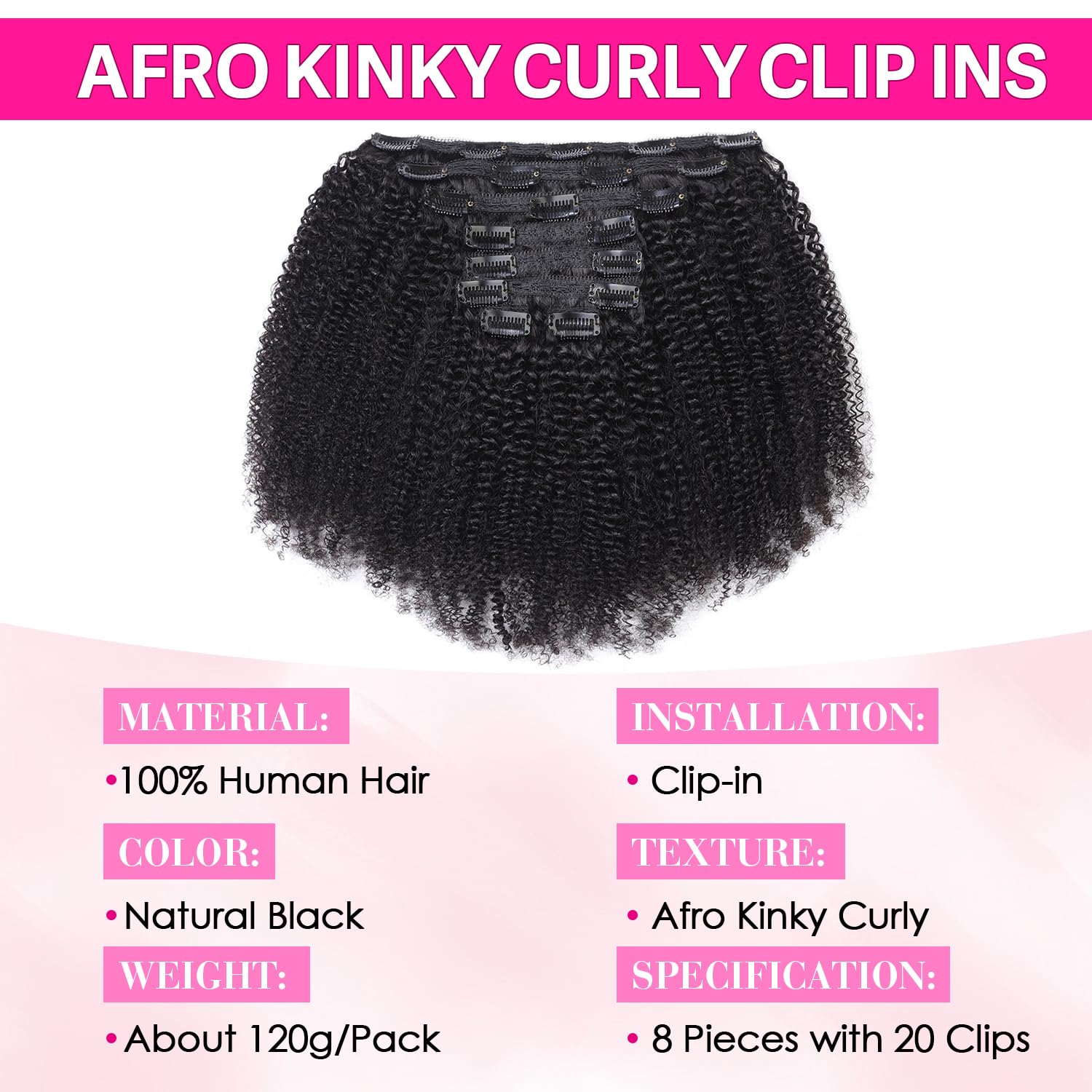 Афро-кудрявые человеческие вол – обзор и цена Seamless Clip In Hair Extensions Human Hair