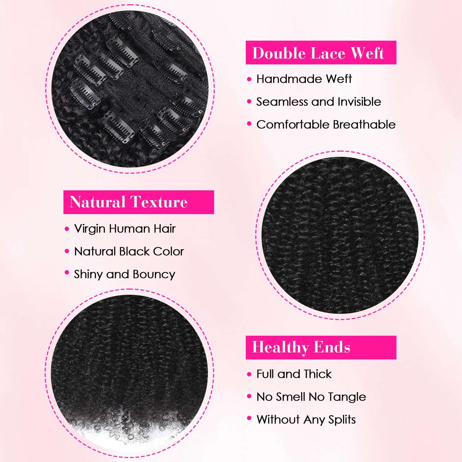 Афро-кудрявые человеческие вол – обзор и цена Seamless Clip In Hair Extensions Human Hair