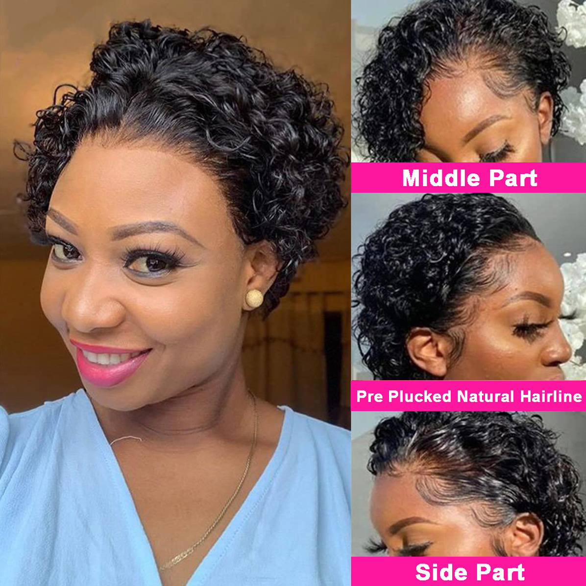 Парик пикси-каре 13x4, кудрявы – обзор и цена Short Pixie Cut Wig Human Hair Cheap