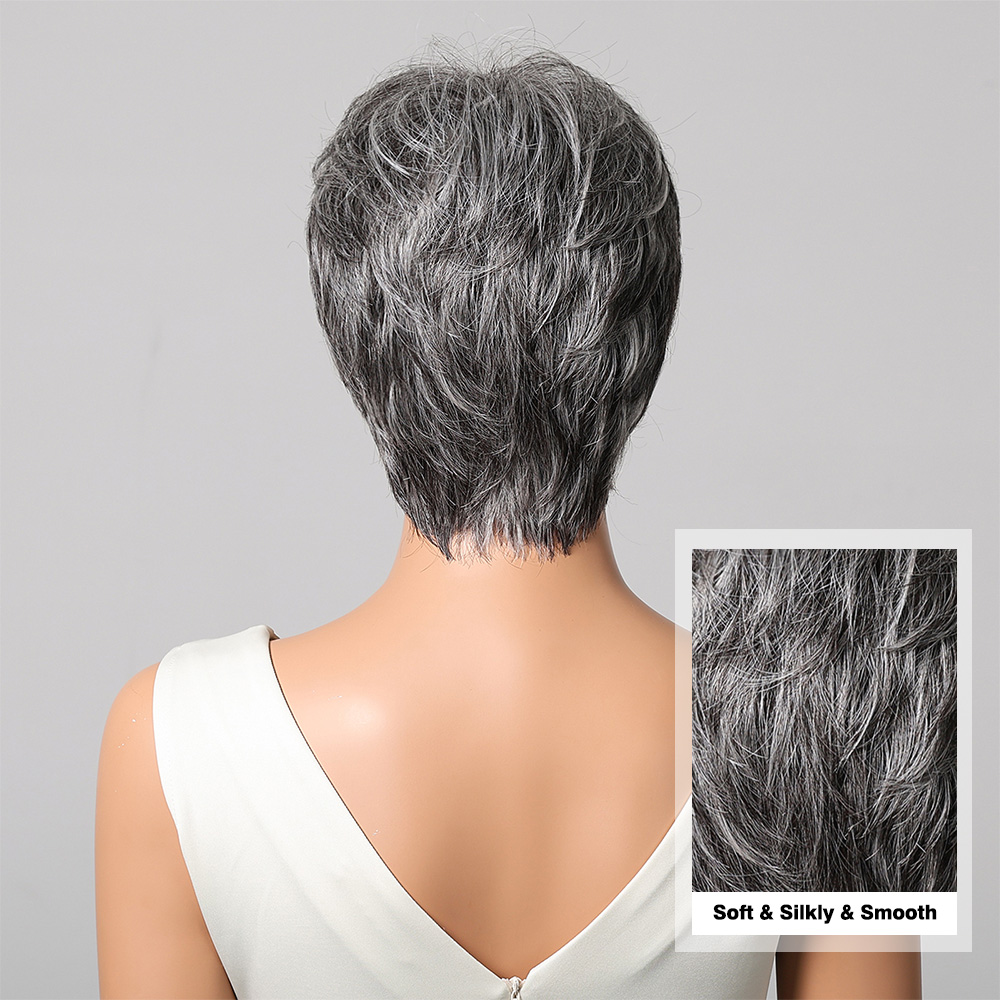 Короткий парик из серого челов – обзор и цена Short Pixie Cut Wig Human Hair Cheap