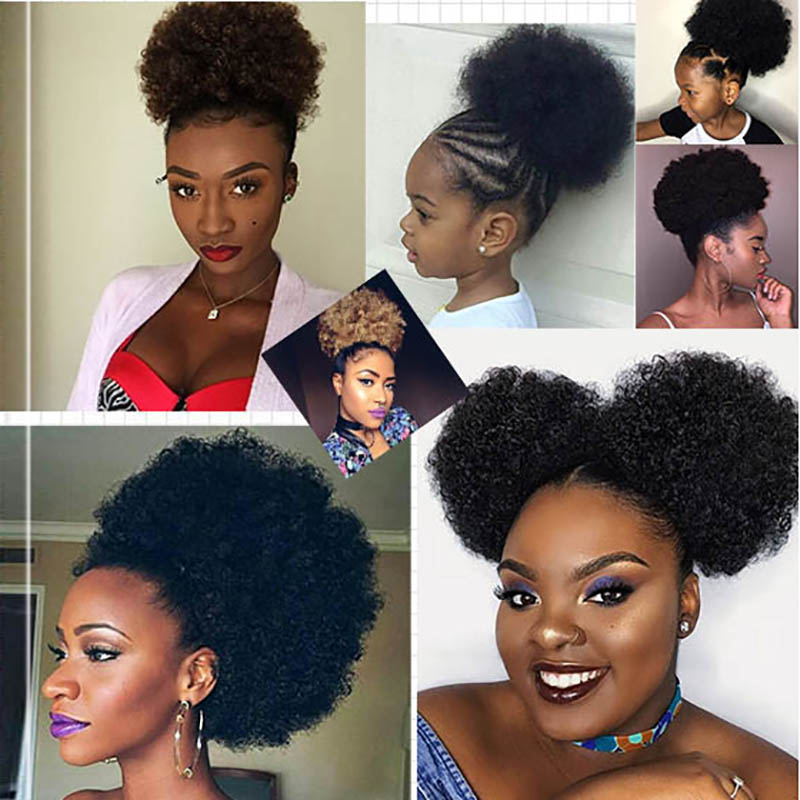 Большой афро-пушистый хвостик  – обзор и цена Drawstring Afro Curly Puff Ponytail