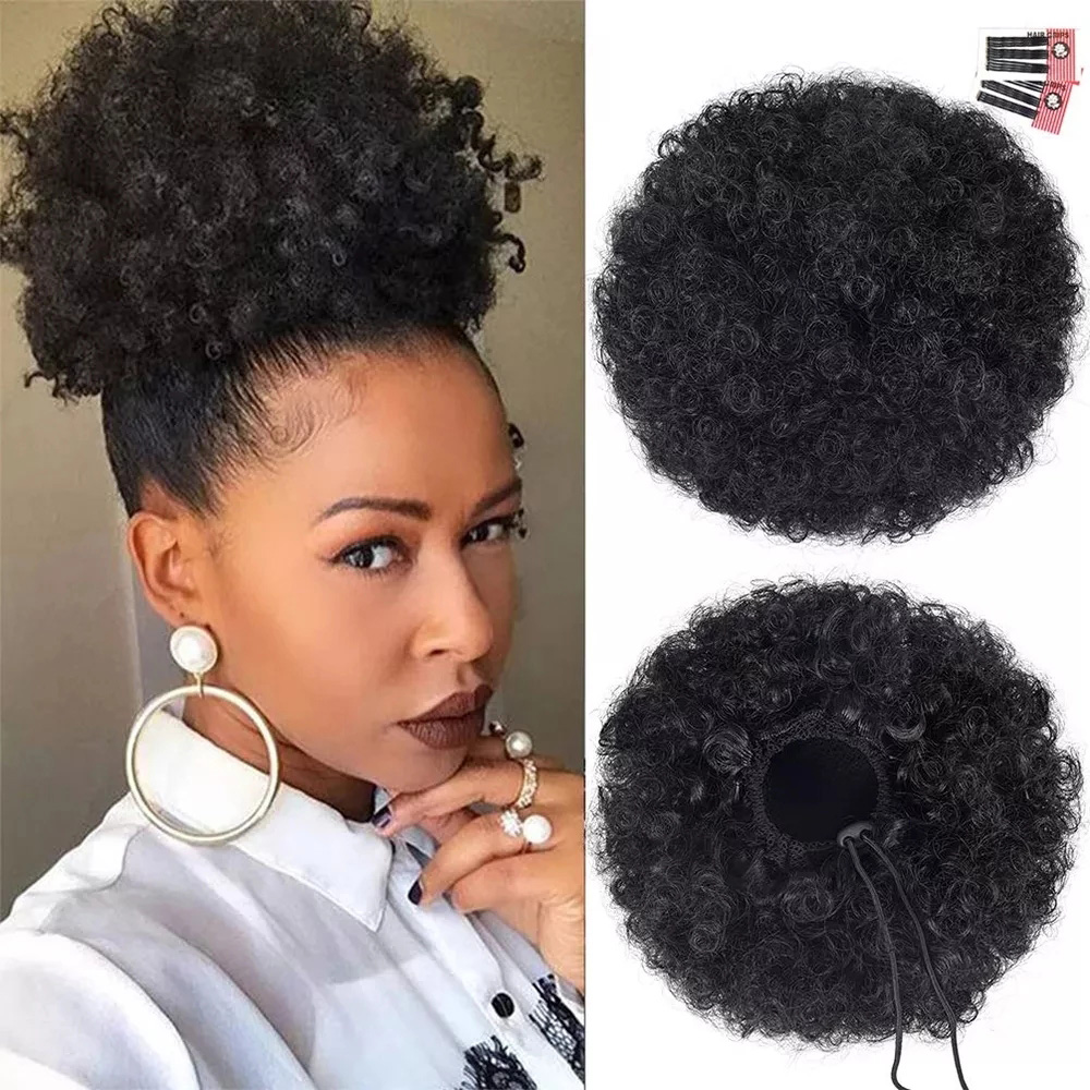 Синтетические 10-дюймовые боль – обзор и цена Drawstring Afro Curly Puff Ponytail