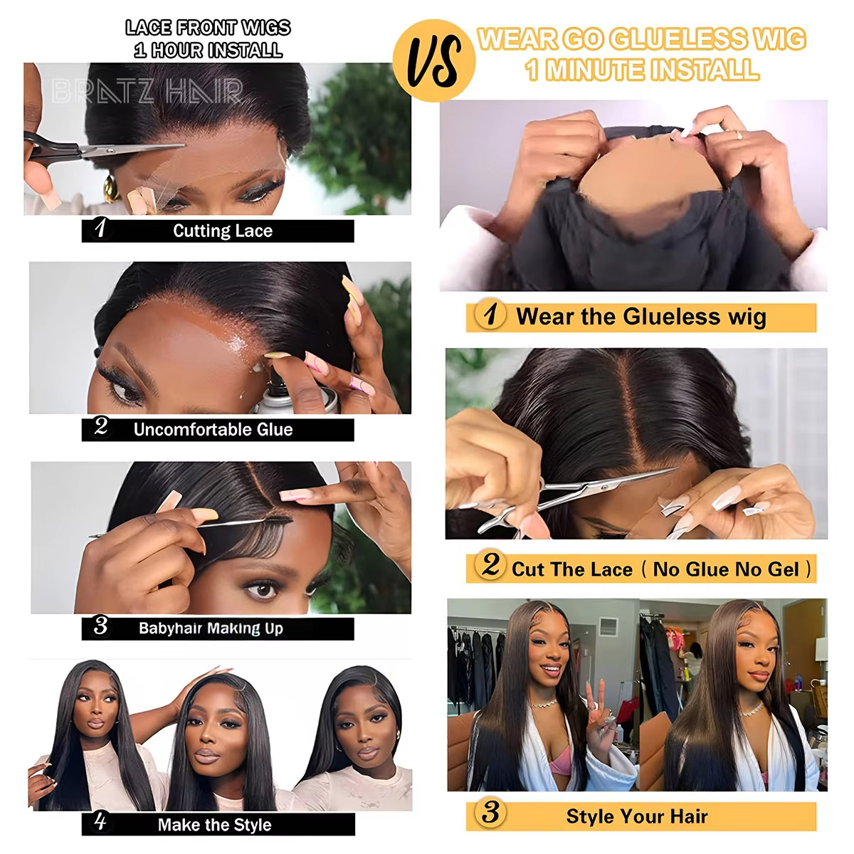 Супердлинный прямой парик-боб  – обзор и цена Glueless Wear And Go Human Hair Wig