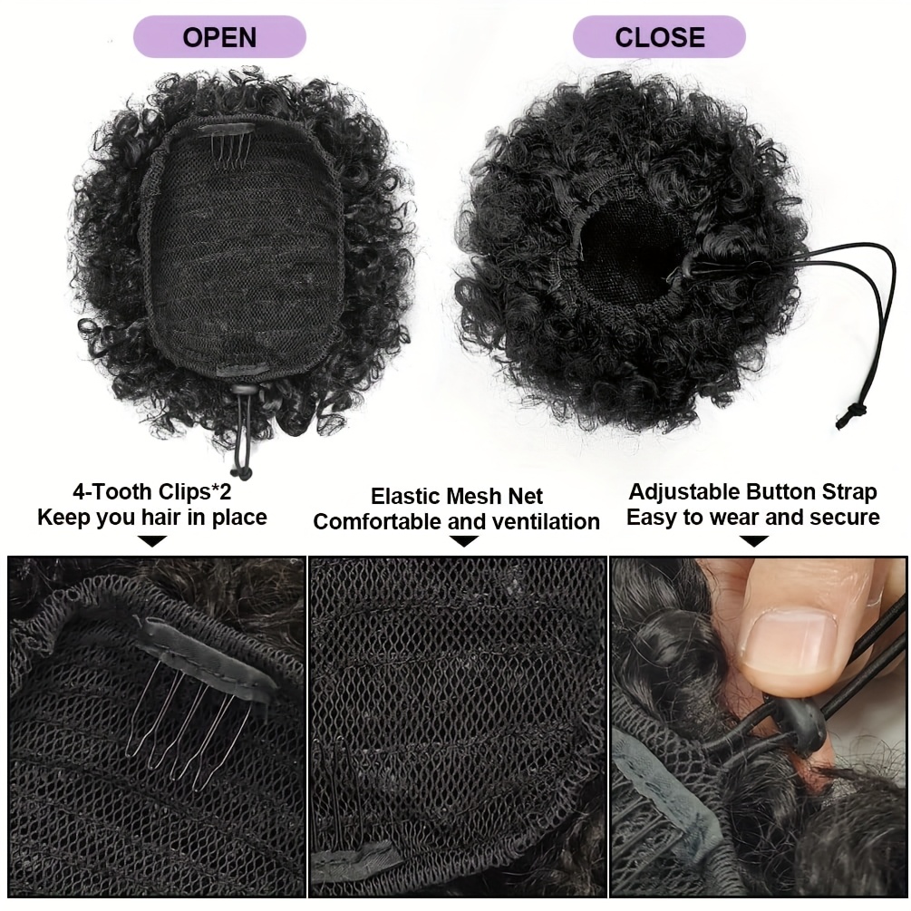 Афро-кудрявые пышные 100% чело – обзор и цена Drawstring Afro Curly Puff Ponytail
